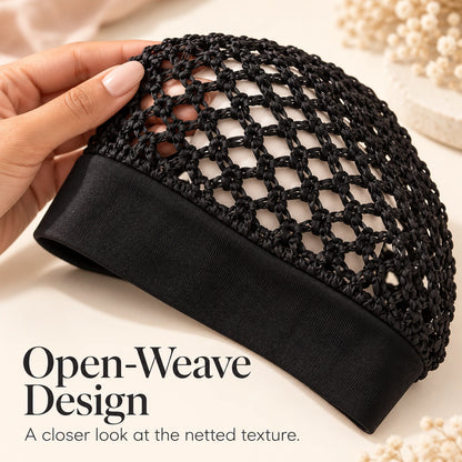 🌙 Sleep Cap 3-Pack — Open-Weave, Wide Band Bedtime Hair Wrap