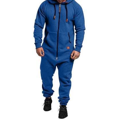 🧥 Men’s Hooded Fleece Jumpsuit – Cozy All-in-One Comfort