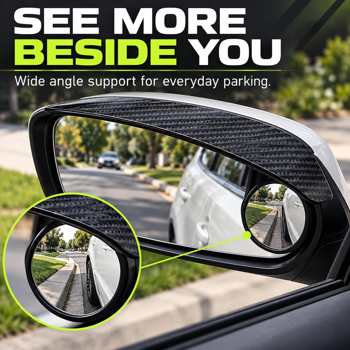 Side Mirror Rain Guards With Adjustable Blind Spot Mirrors