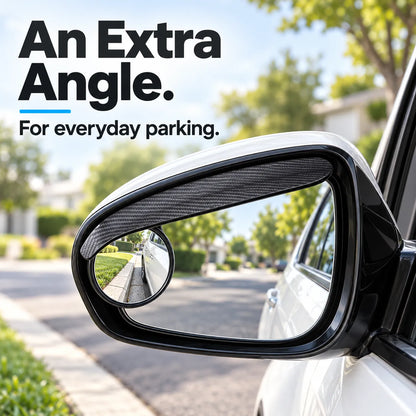 🚗 2-in-1 Side Mirror Rain Visors with Adjustable Blind Spot Mirrors – Carbon Fiber Look