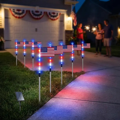 🇺🇸 8-Piece Flag Light Set ✨ 4th of July Yard Decor