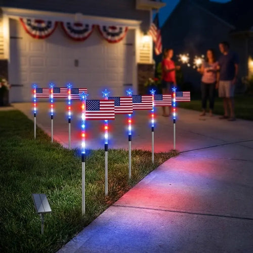 🇺🇸 8-Piece Flag Light Set ✨ 4th of July Yard Decor