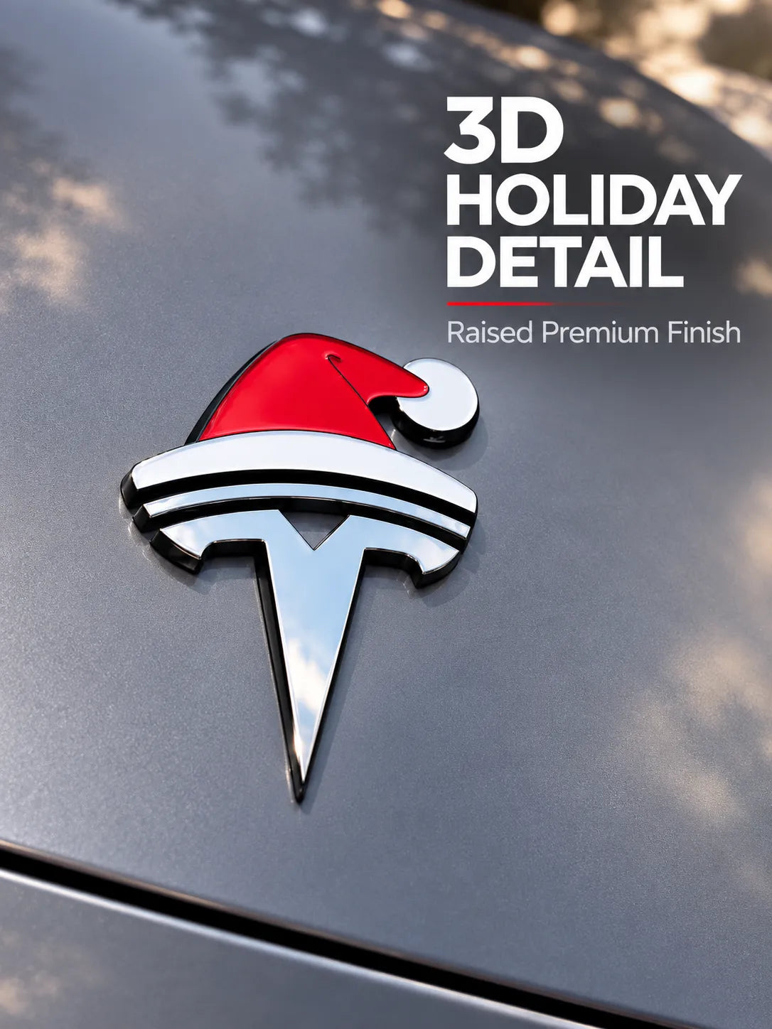 🎅 Christmas Car Emblem Santa Hat Sticker – Festive 3D Holiday Upgrade
