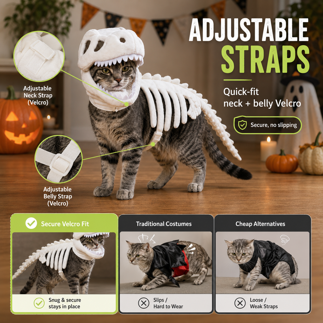 🦖 Glow-in-the-Dark Dino Skeleton Pet Costume