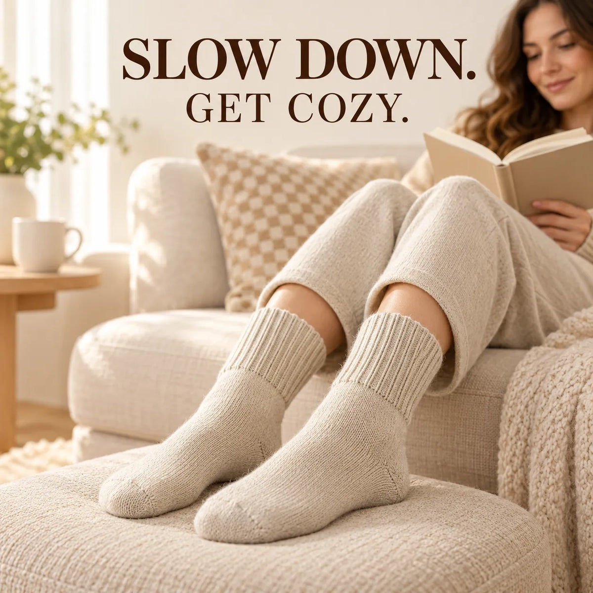 🧦 Women’s Cozy Knit Crew Socks – Ribbed Cuffs & Everyday Neutral Colors 🤎