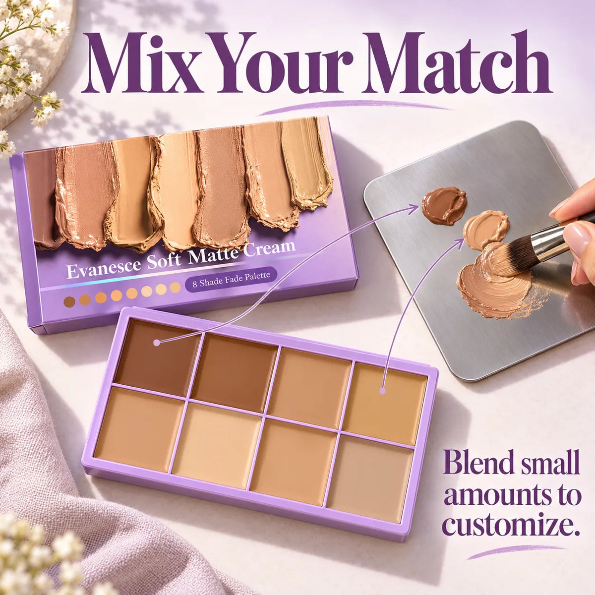 ✨ 8-Color Cream Concealer & Contour Palette – Custom-Blend Shades to Conceal, Brighten & Sculpt