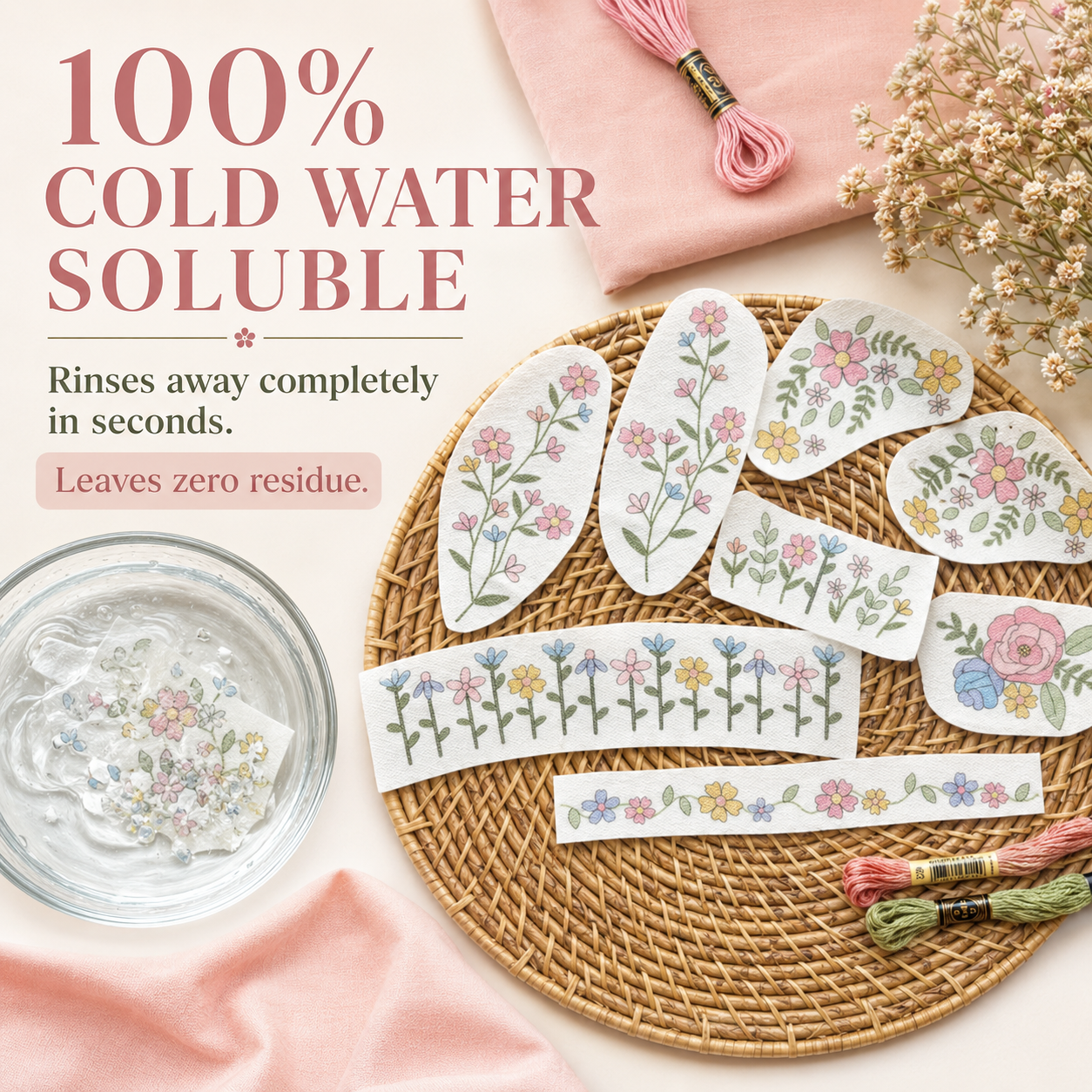 Printable Water-Soluble Sticky Embroidery Stabilizer🪡