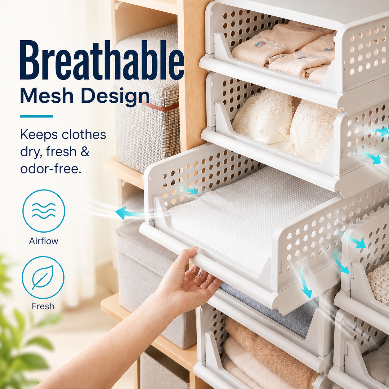🧺 Stackable & Foldable Closet Organizer Bins