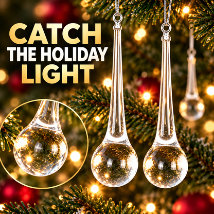 ✨ Clear Teardrop Christmas Ornaments – 10-Piece Set