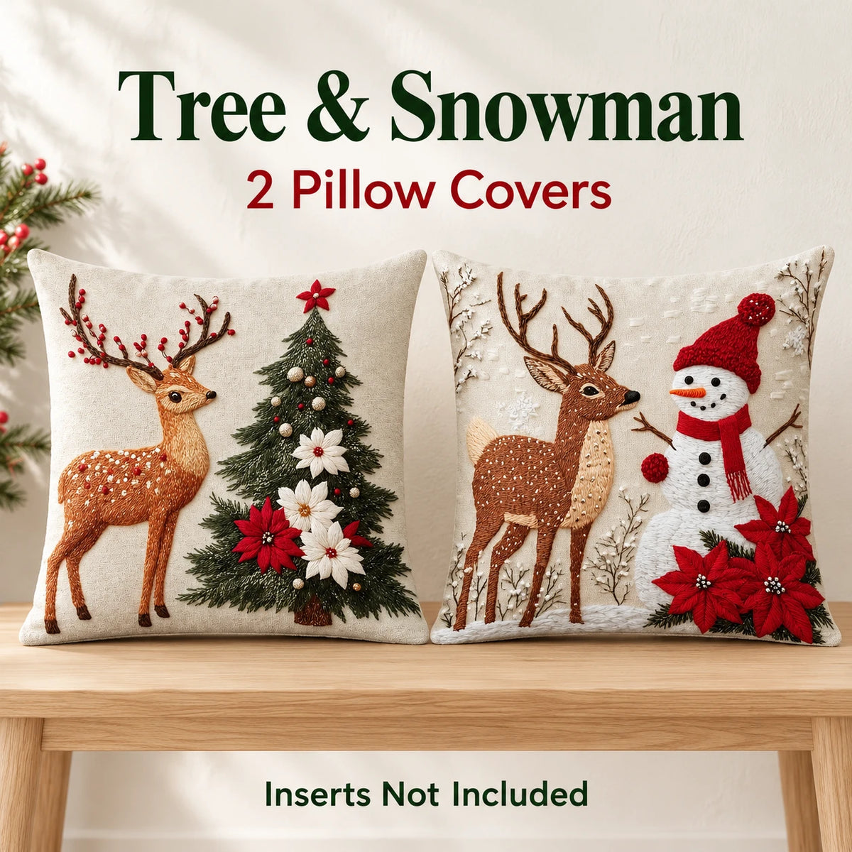 🎄 Christmas Pillow Covers 4-Piece Set — Festive Sofa Makeover