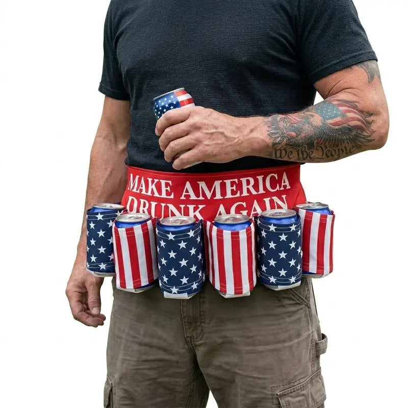 🇺🇸 6-Can Drink Belt – Party Ready & Hands-Free 🍻