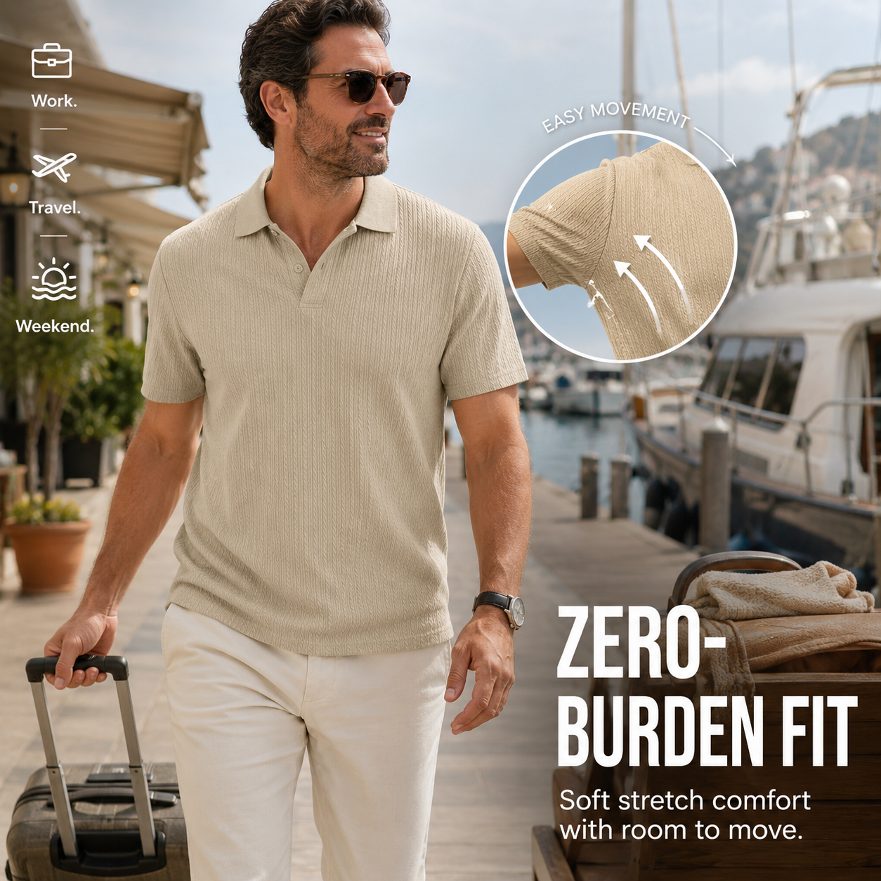 Men's Textured Quick-Dry Polo 👔