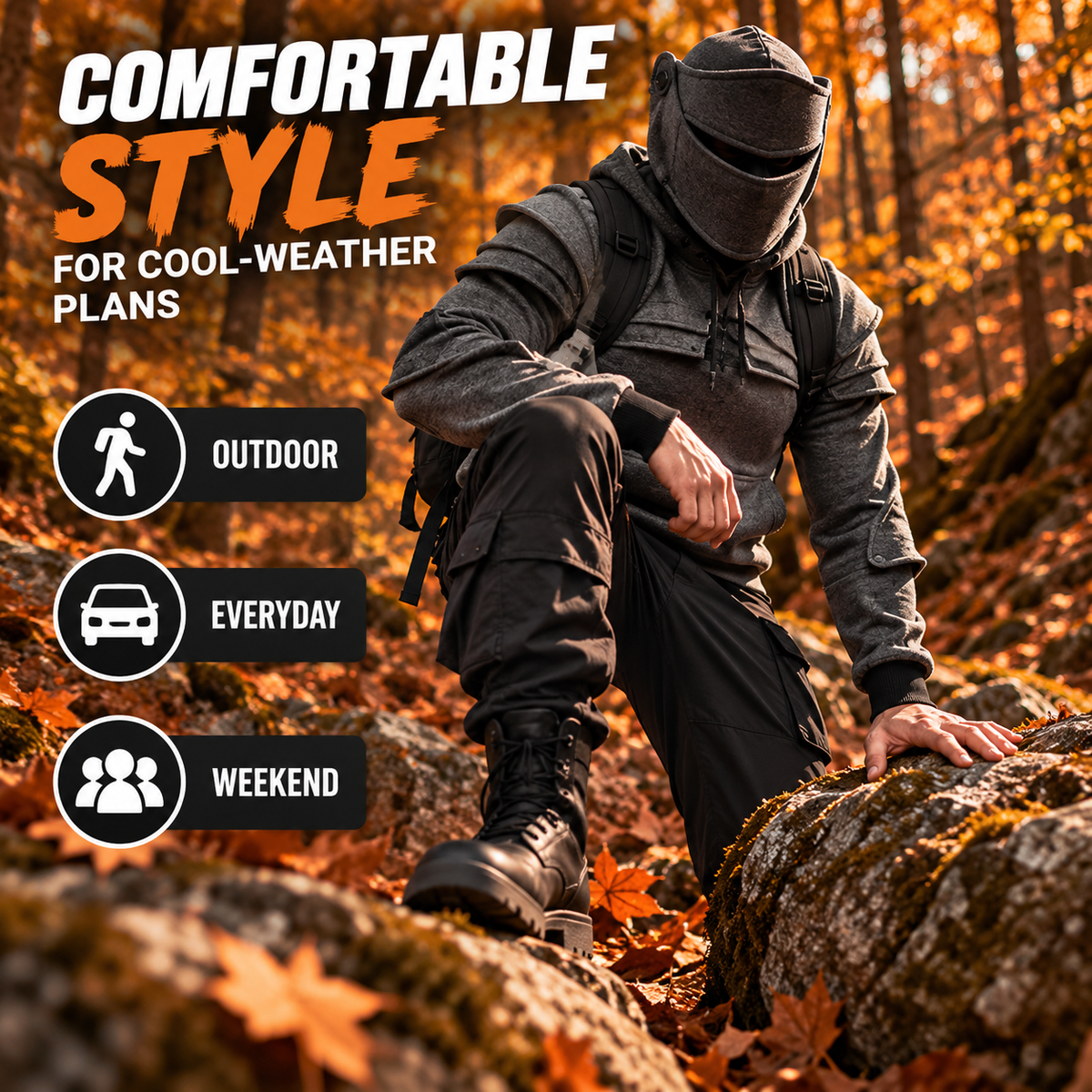 🖤Heavyweight Layered-Look Hoodie – Modern Street Style