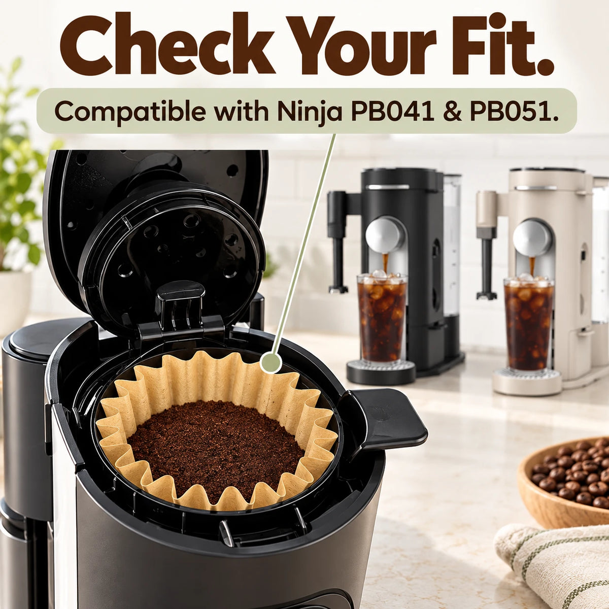 Basket-Style Paper Coffee Filters ☕ For Ninja PB041 & PB051