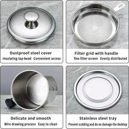 🍳Premium Stainless Steel Oil Strainer & Container Pot | Eco-Kitchen🔄