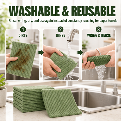 🔥Limited time 50% OFF-Reusable Super Absorbent Kitchen Cleaning Cloth♻️