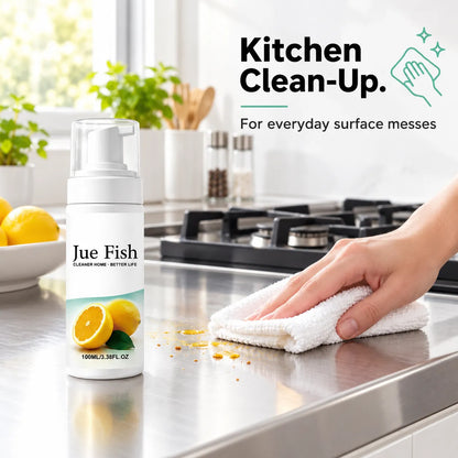 🍋 Jue Fish Multi-Surface Foaming Cleaner — Lemon-Scented Spot Cleaning for Home & Car ✨