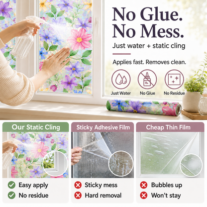 🌸 Colorful Floral Rainbow Prism Window Cling