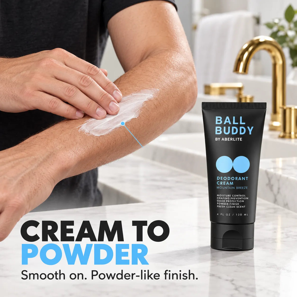 🧴 Men’s Groin Deodorant Cream – Powder-Like Finish & Anti-Chafing Care, Mountain Breeze, 4 fl oz