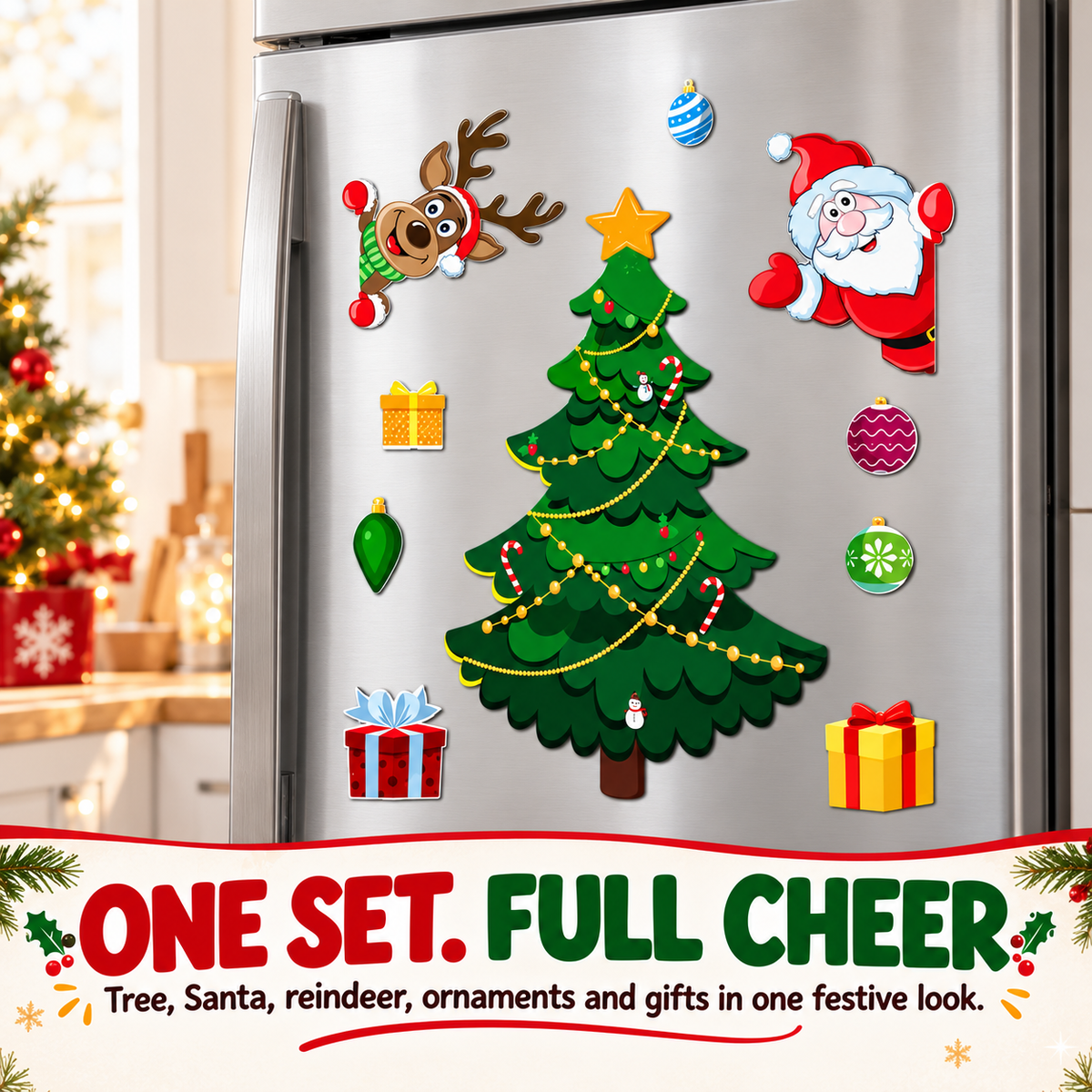 Magnetic Christmas Tree for Refrigerator - Reusable Holiday Decor for Family