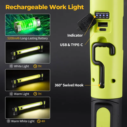 💡 BougeRV 3000LM LED Magnetic Work Light – Cordless Rechargeable
