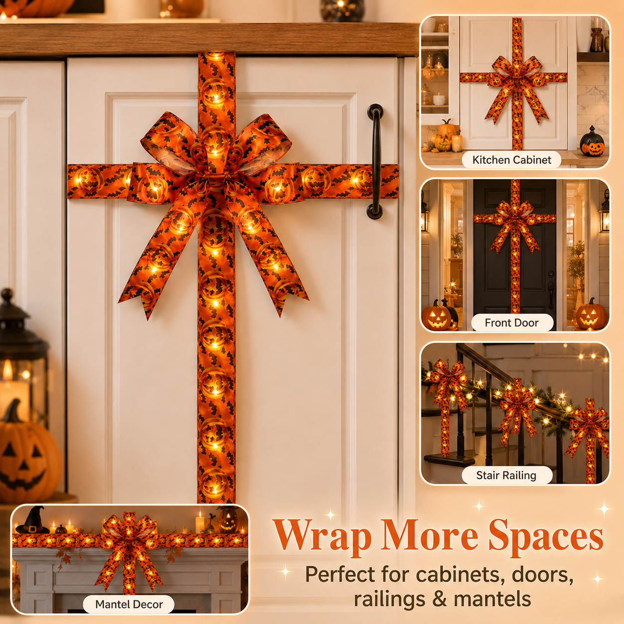 🎃LED Halloween Door & Cabinet Bows (2-Pack)