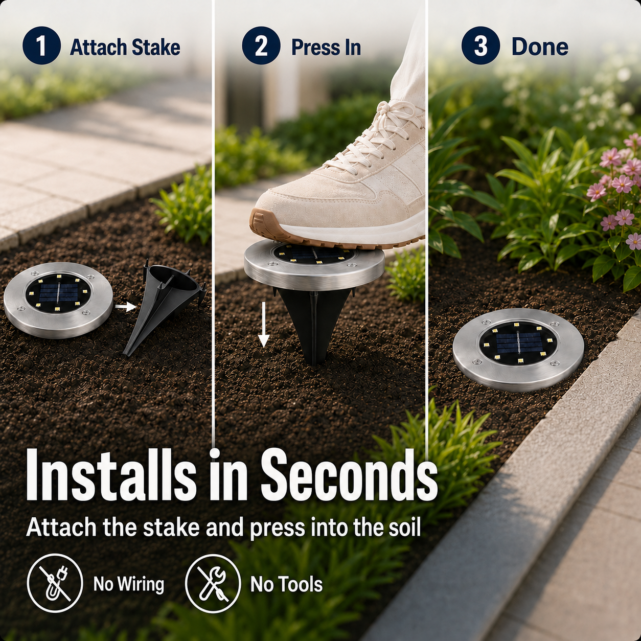 🌟 Solar Stainless Steel In-Ground Garden Lights 🌟