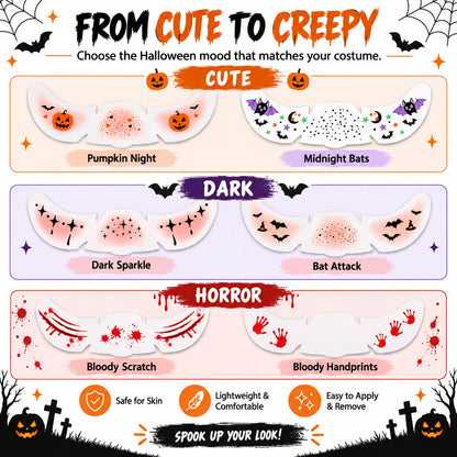Halloween Face Stickers – 6 Spooky Costume Styles