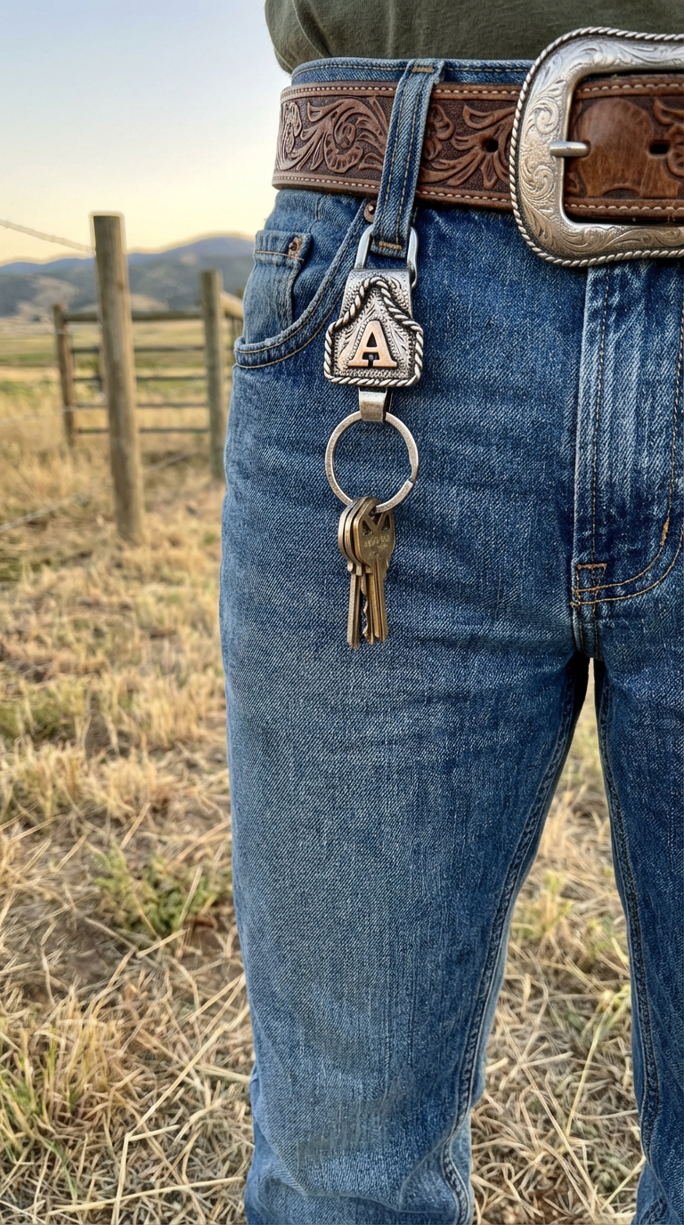 Custom Country Leather Keychain