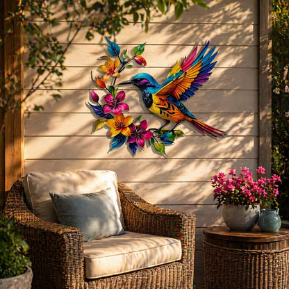 Hummingbird Bloom Metal Wall Art