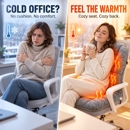 🔥 Plush Heated Chair Cushion – Cozy Warmth for Your Seat & Back 🛋️
