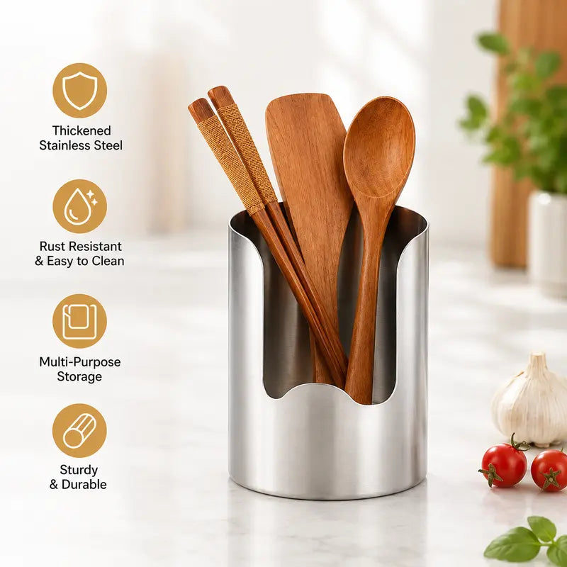 🔥Last Day 50% OFF - 🍴Thickened Stainless Steel Utensil Organizer, Rust Resistant Easy to Clean
