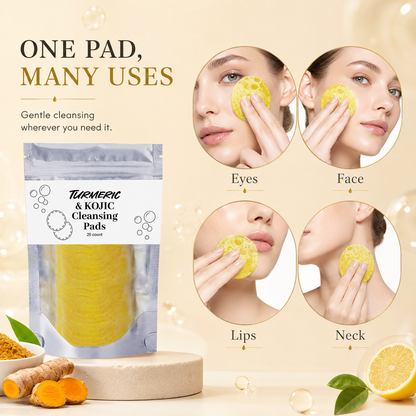 🌿 Natural Turmeric & Kojic Acid Gentle Face Cleansing Pads