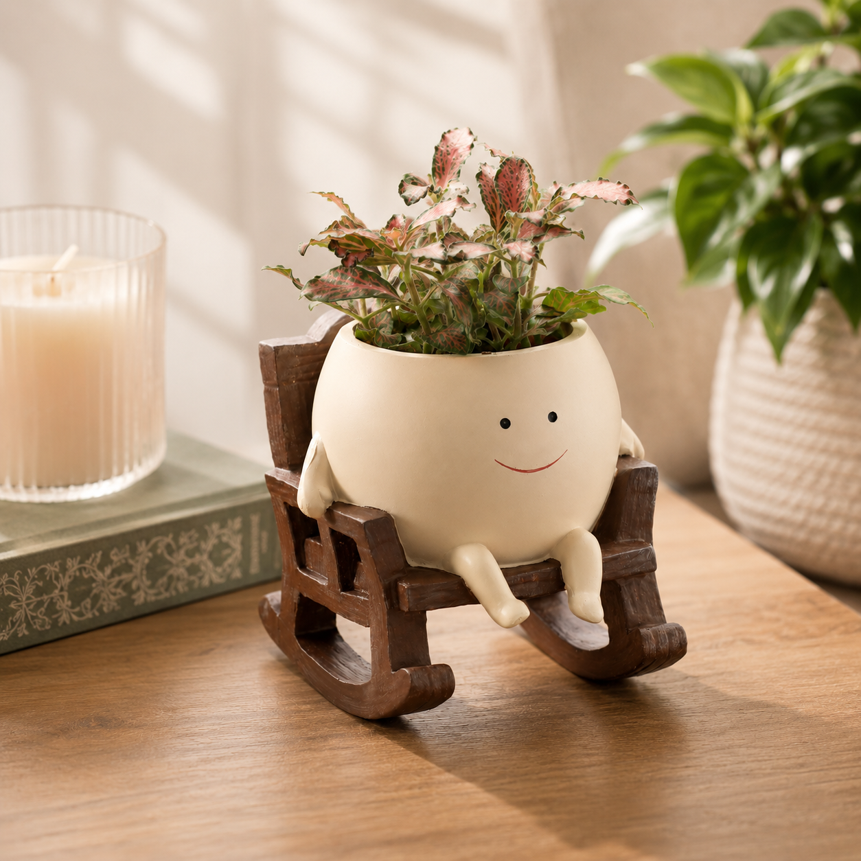 Handmade Smiling Face Swing Planter 🪵🌱