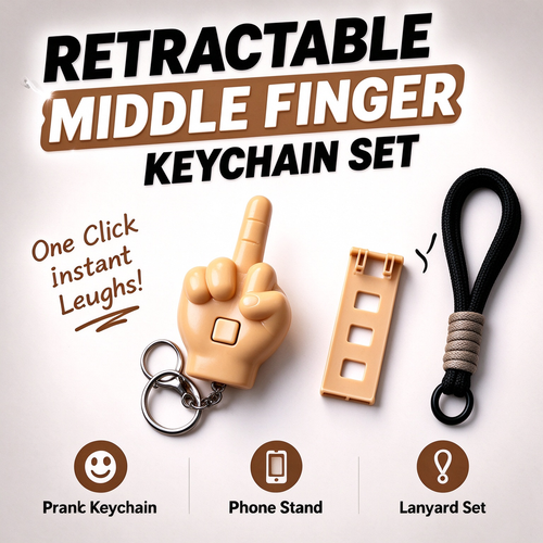 Funny Pop-Up Middle Finger Prank Keychain Set