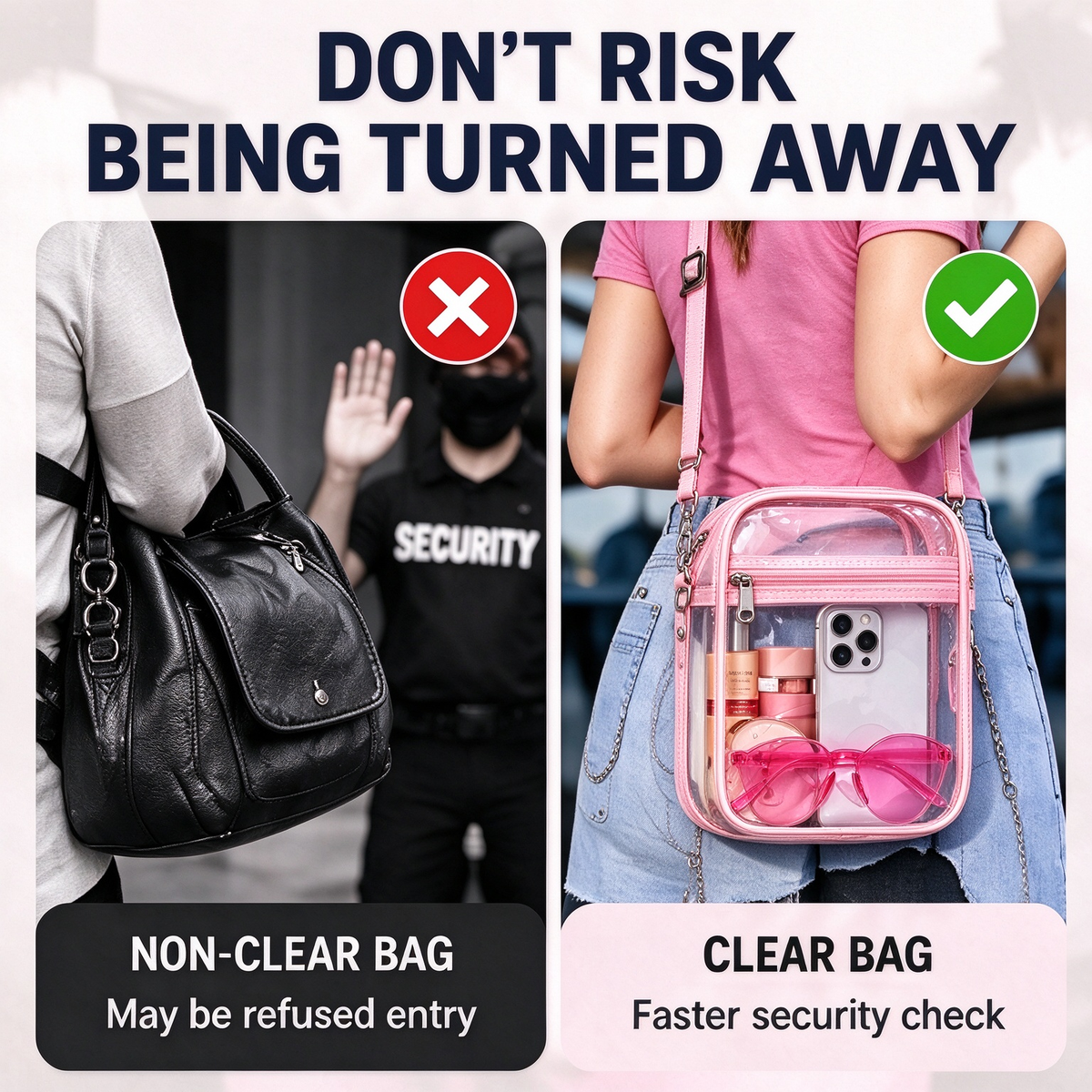 🏟️Stadium Approved Clear Crossbody Bag - Waterproof PVC Transparent Bag