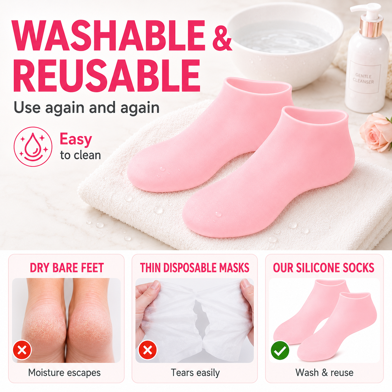 Cracked Heel Repair Silicone Socks Value Pack (2 / 5 / 8 Pairs)