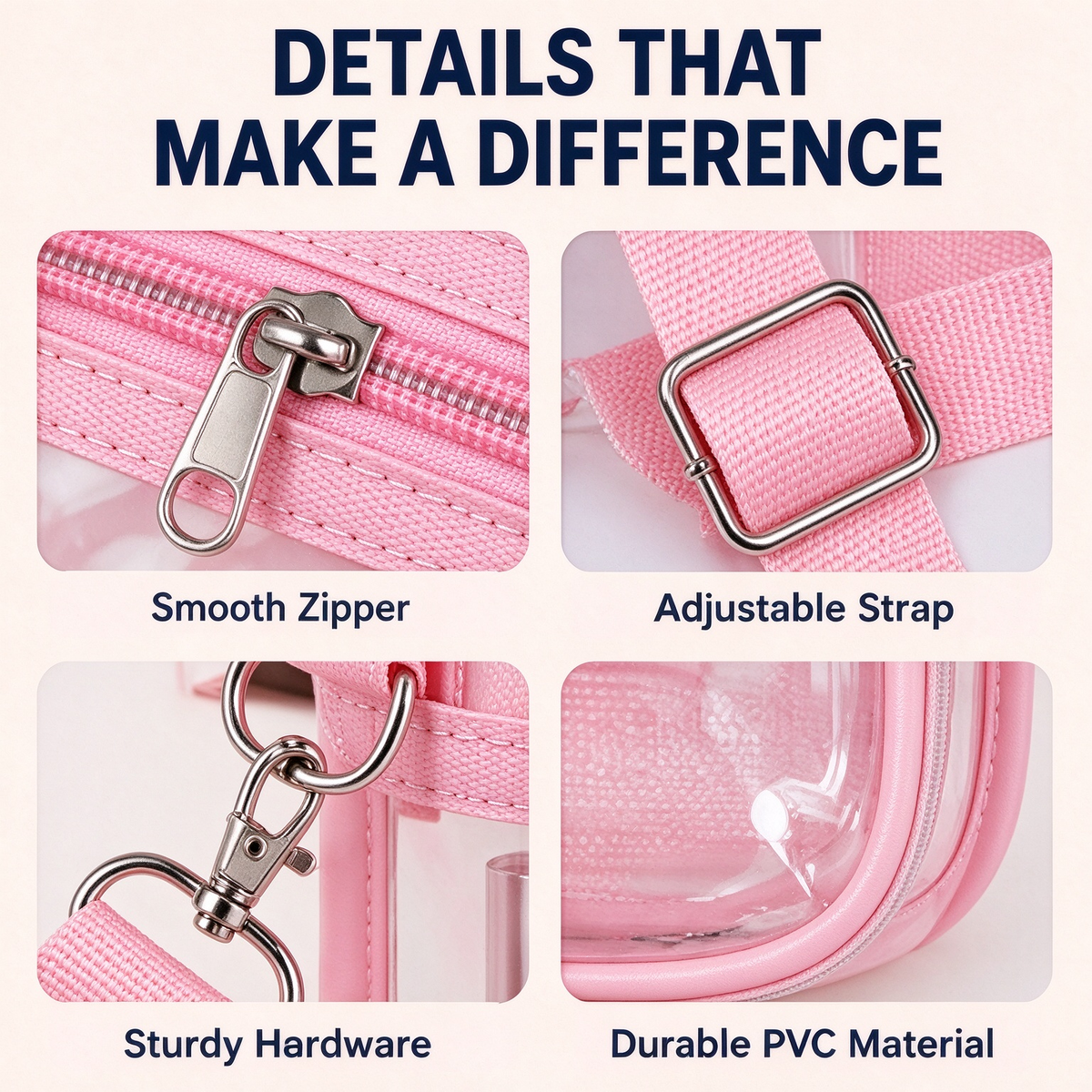 🏟️Stadium Approved Clear Crossbody Bag - Waterproof PVC Transparent Bag