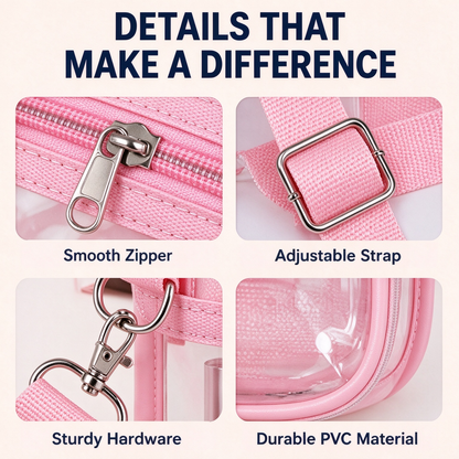 🏟️Stadium Approved Clear Crossbody Bag - Waterproof PVC Transparent Bag
