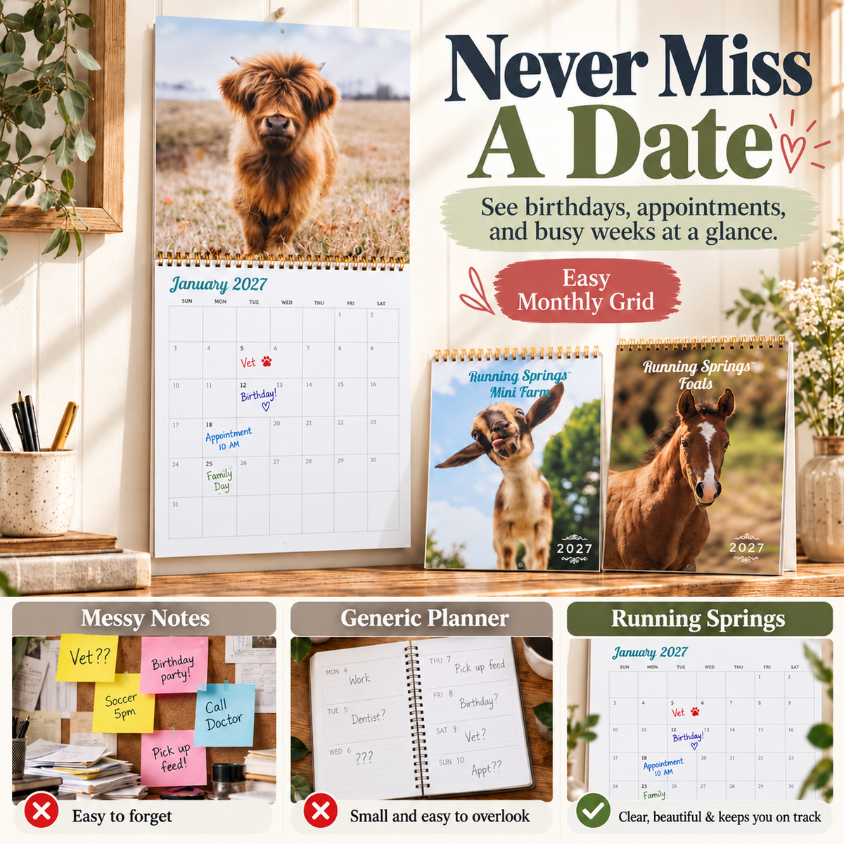 🐮 2027 Mini Farm Animal Calendar – Record adorable farm moments throughout the year