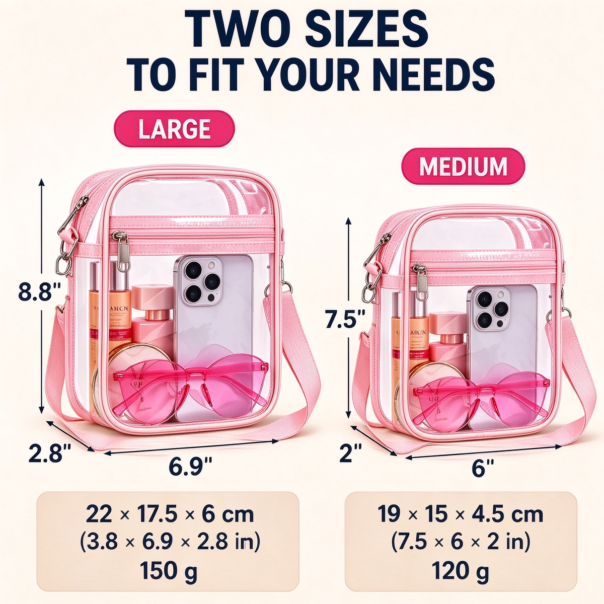 🏟️Stadium Approved Clear Crossbody Bag - Waterproof PVC Transparent Bag