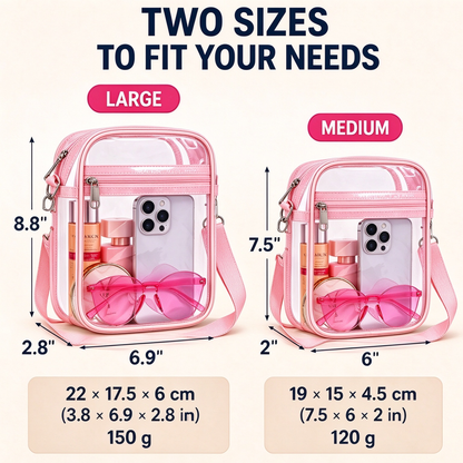 🏟️Stadium Approved Clear Crossbody Bag - Waterproof PVC Transparent Bag