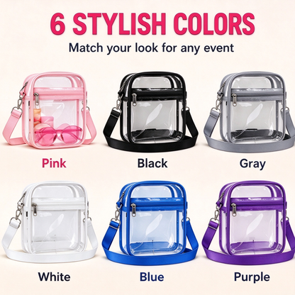 🏟️Stadium Approved Clear Crossbody Bag - Waterproof PVC Transparent Bag