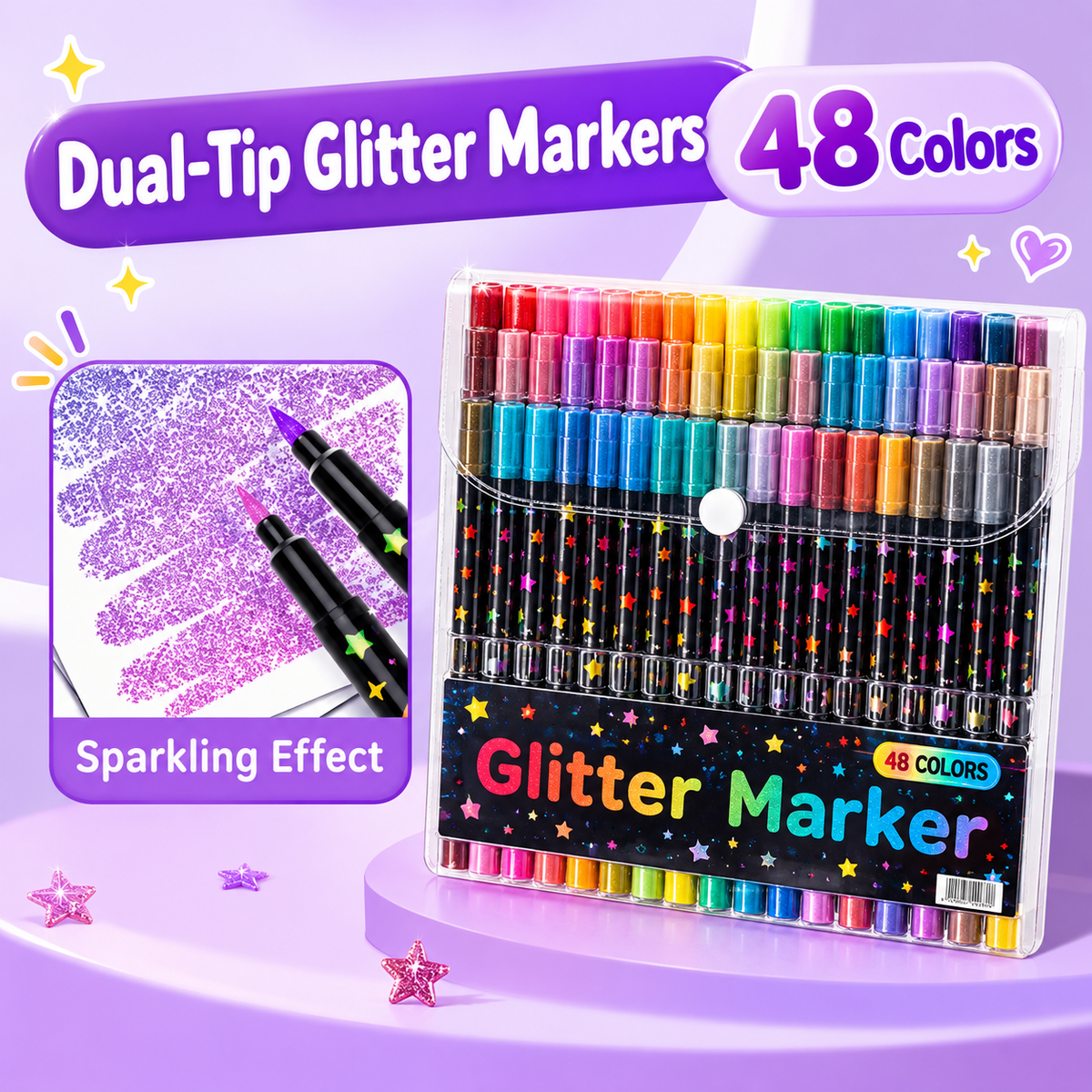 ✨ Dual-color glitter pen – making every detail shine