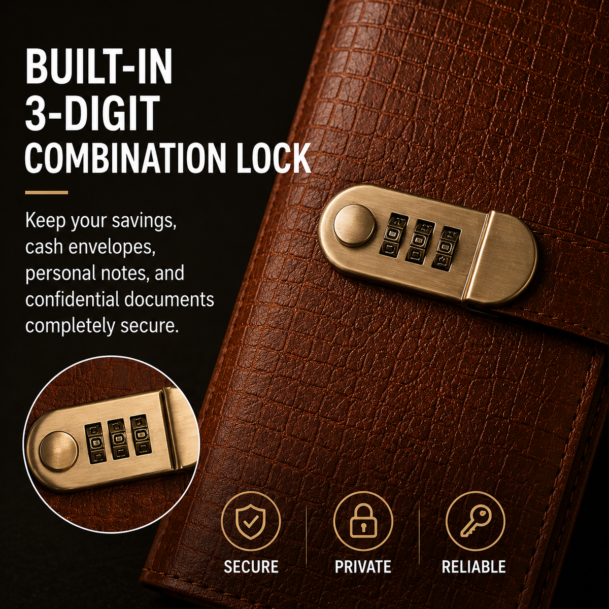 💵100 Sheets Transparent Pocket Wallet - With Combination Lock