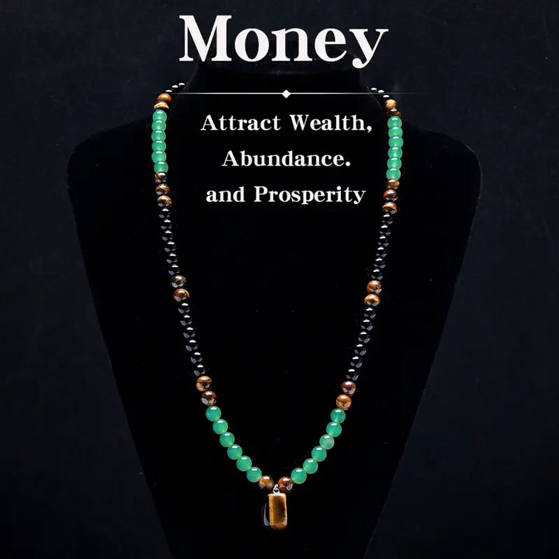 ✨ Money Attraction Necklace 💰 Green Aventurine & Tiger Eye Crystal