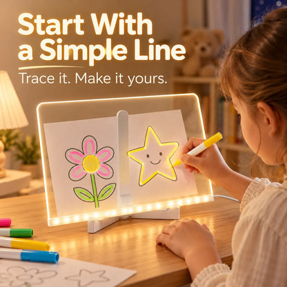 🎨 LED Light-Up Drawing Board for Kids – Reusable Clear Doodle Board with Colorful Markers & Adjustable Stand ✨