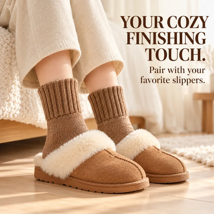 🧦 Women’s Cozy Knit Crew Socks – Ribbed Cuffs & Everyday Neutral Colors 🤎
