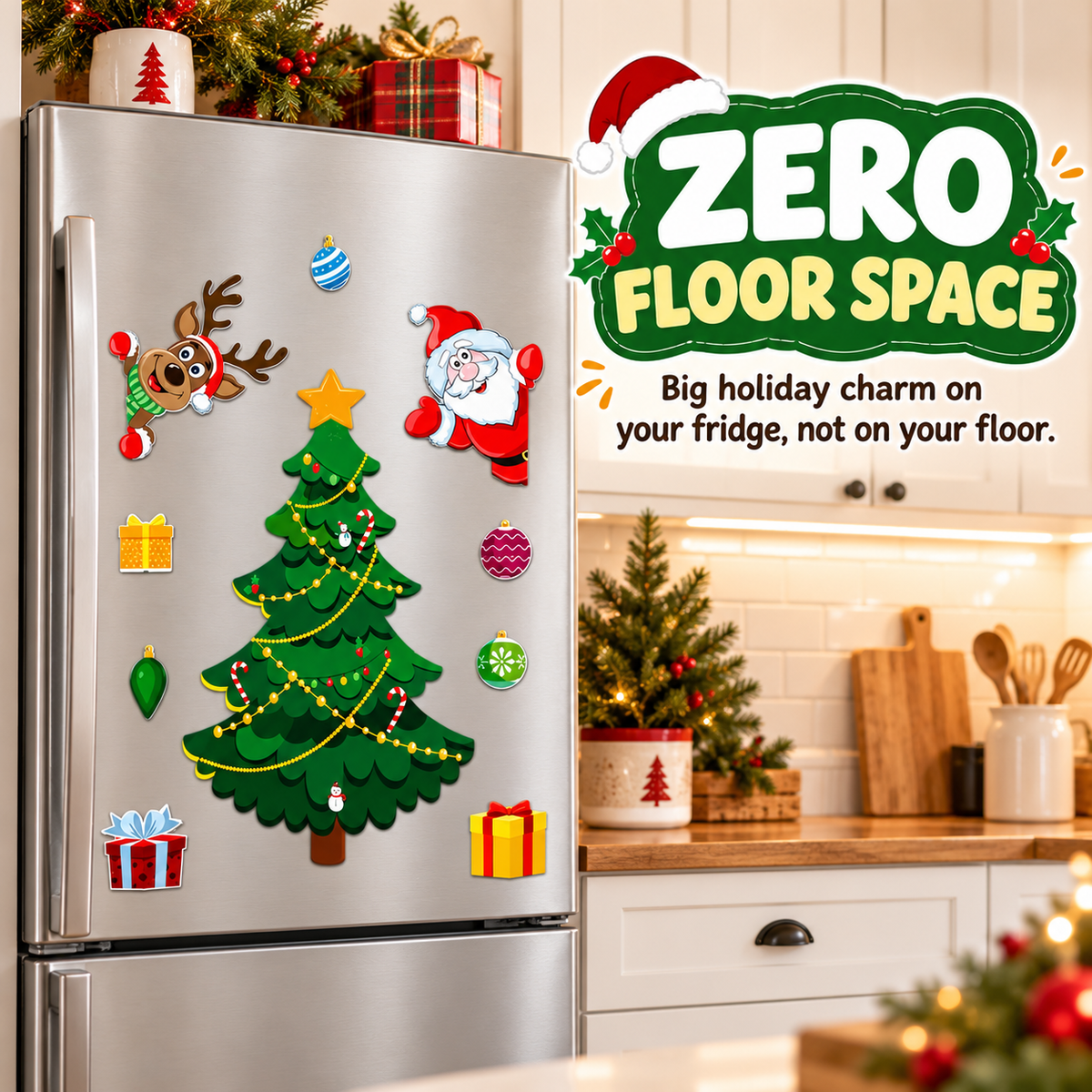 Magnetic Christmas Tree for Refrigerator - Reusable Holiday Decor for Family