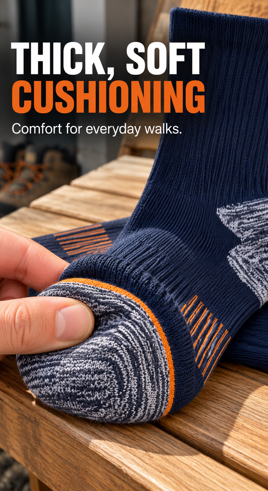 🧦 Cushioned Crew Socks – Thick Comfort for Chilly Morning Walks